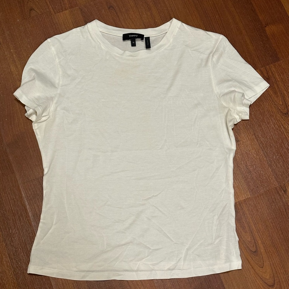 Theory Ivory Crew Neck Tee